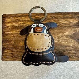 English Bulldog Keychain Leather Dog Puppy Charm NEW FAST SHIP